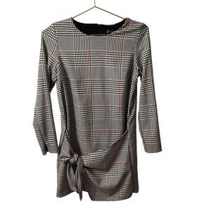 Zara Trafaluc Collection Houndstooth Tie Waist Dress Size XS